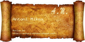 Antoni Miksa névjegykártya